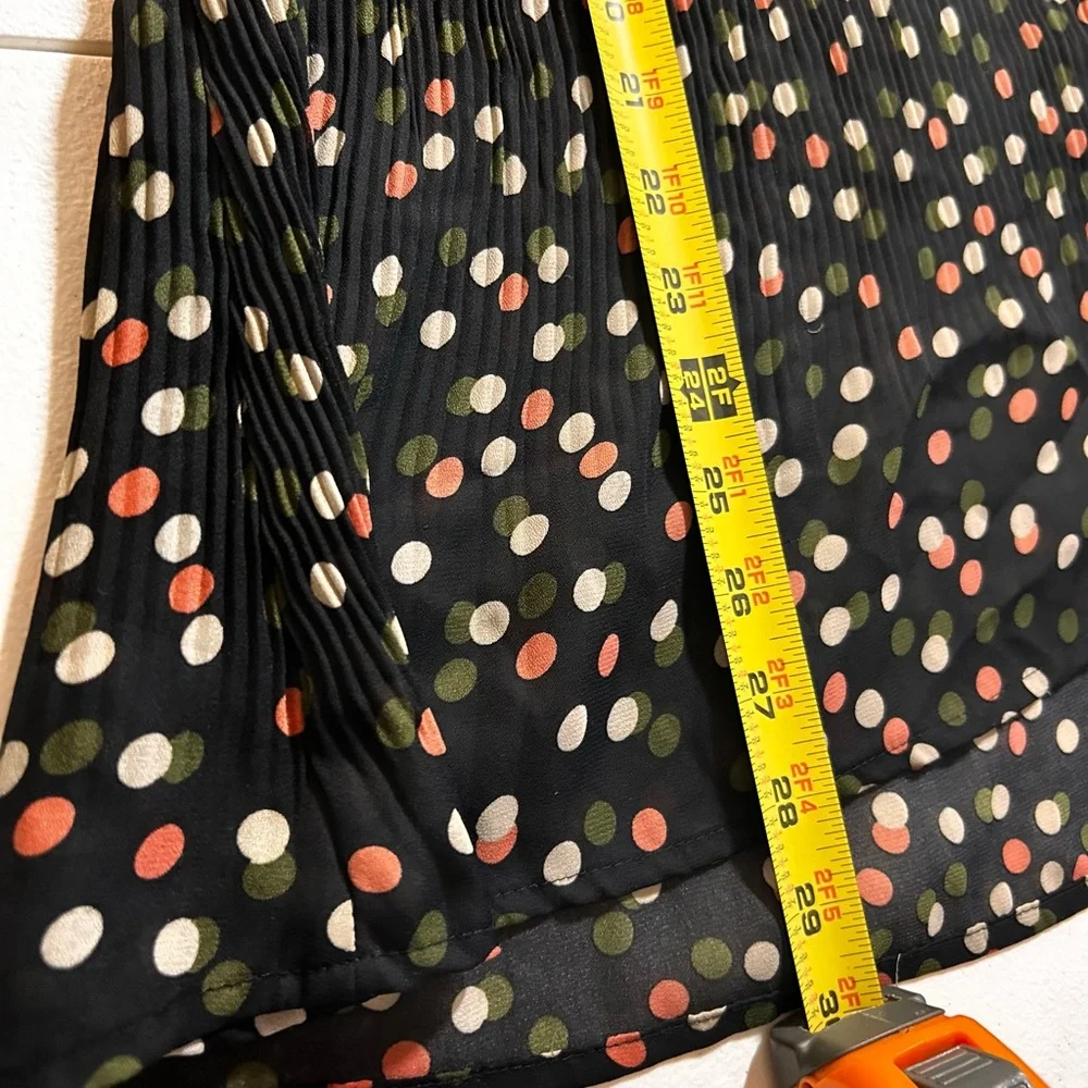 ASOS Womens Pleated Polka Dot 18/20W Blouse Black Sheer Bell Sleeve Flowy Top - Picture 5 of 13